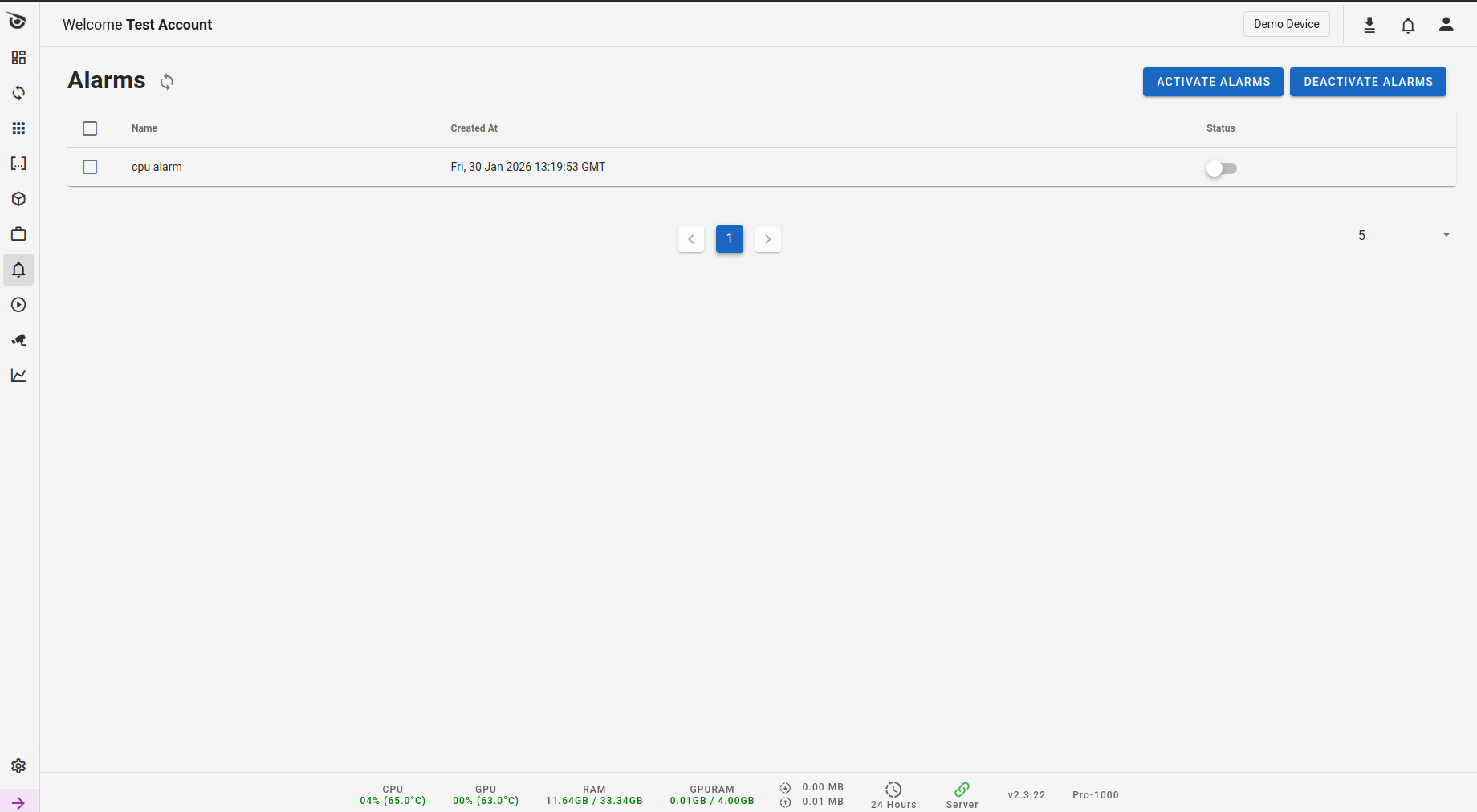 Activate Device Alarms