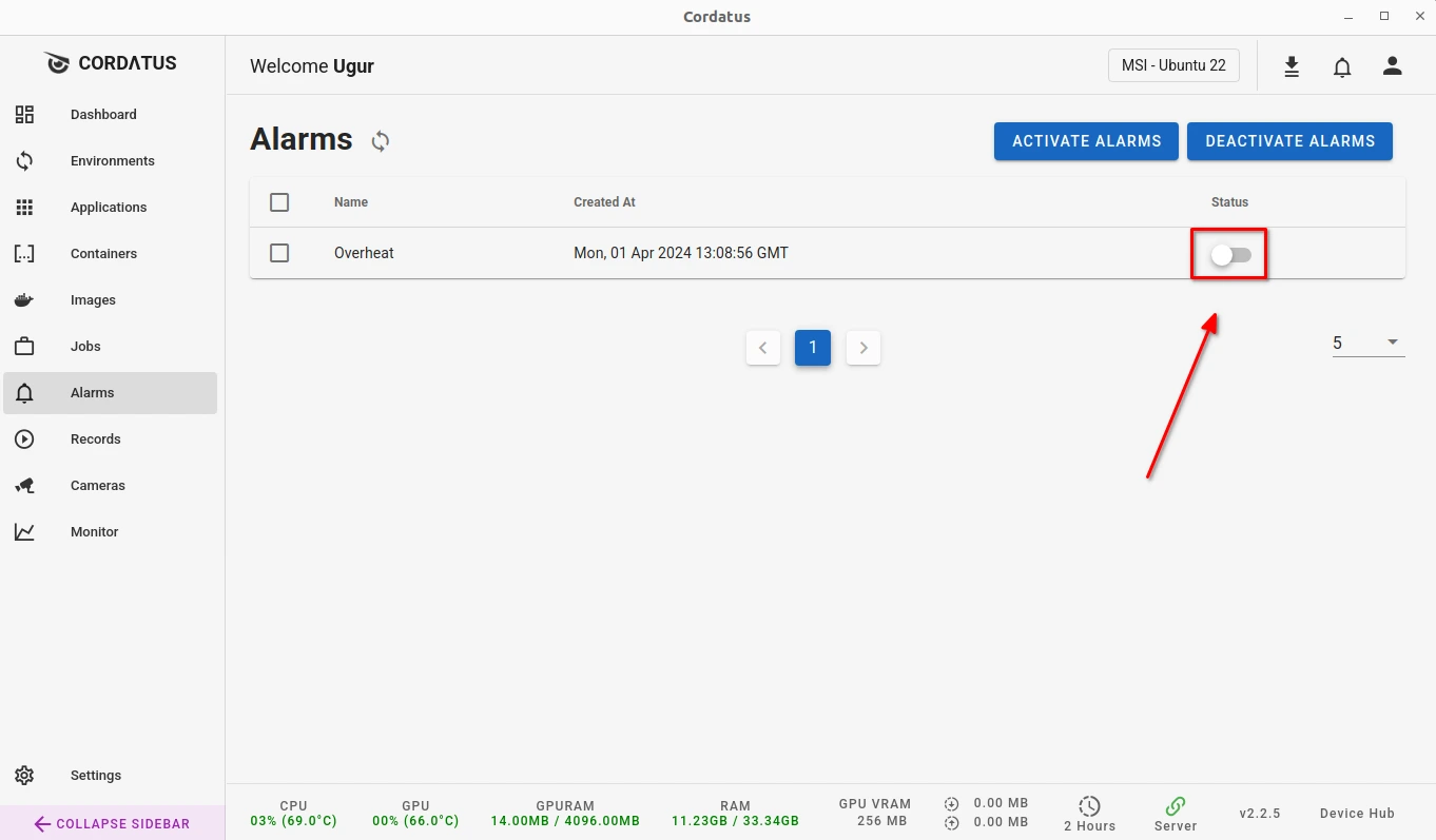 Activate Device Alarms